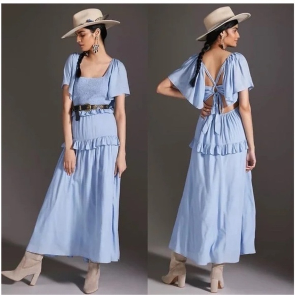 Anthropologie FOREVER THAT GIRL Tiered Ruffled Maxi Dress size XS